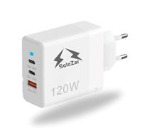 SoloZar 120 W Multi-Port Dual PD&QC 3 Wall Plug Charger for Phone, Laptop, Tablets with Inditor Light, Compatible con iPhone, Earphones, Smartwatches, Galaxy, Xiaomi, Huawei, Google Pixel...