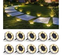 Solpex 10 luces solares para exteriores, luces solares de suelo, luces de jardín impermeables IP65 para patio, patio y camino, color blanco cálido