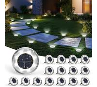 Solpex 16 lámparas solares de suelo para exteriores, 8 luces LED solares para exterior, jardín, resistentes al agua, luces solares para jardín, luces solares LED para exteriores, patios, terrazas y