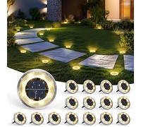 Solpex 16 unidades luces solares de suelo para exteriores, 8 LEDs lámparas solares para exterior jardín, luces solares impermeables para jardín, luces solares LED para exteriores, patio, terraza y