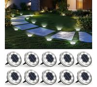 Solpex Lote de 10 luces solares para exteriores, luces solares de suelo, luces de jardín impermeables IP65 para patio, jardín y caminos (blanco frío)