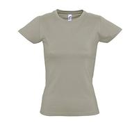 SOLS - Camiseta de Manga Corta Imperial para Mujer (L) (Caqui)