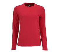 SOL'S Camiseta de manga larga imperial para mujer, Rojo, X-Large