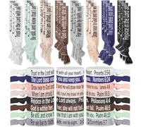 Solsew 48 lazos para el cabello con versículos bíblicos cristianos y elásticos anudados para mujer, bandas elásticas para el pelo de cuerda de mano para cristianos y amantes de la Biblia