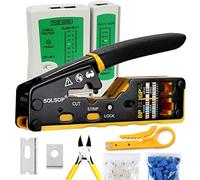 Solsop Pass Through RJ45 Crimpadora Ethernet Crimpadora CAT5 Cat5e Cat6 Crimpadora Kit de herramientas de crimpado