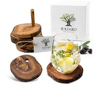 SOLTAKO Posavasos rústicos de Madera de Olivo, Juego de 6 Posavasos Resistentes al Calor, Tronco de Madera de Olivo, portabotellas, Juego de Troncos Decorativos, decoración navideña