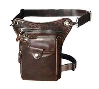 Soltar Bolsas de cinturón de Bolsas de piernas, Riñonera de Piel Gruesa for Hombre, diseño Informal, Color café, clásica, Bandolera(Color1)