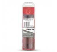 Solter Electrodo tungsteno gris 2% cerio (CeO₂), Ø4,0 mm, TIG DC (GTAW), Arco estable para altas intensidades y trabajos pesados, Pack 10 unidades
