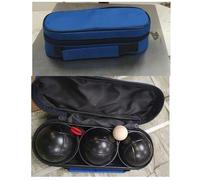 SOLTHERMIC Set 3 Bolas de Petanca Acero Negro, 1 cochonnet y 1 medidor
