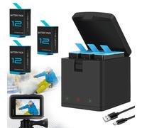 Solución de carga de batería GoPro para Hero12 11 10 9, carcasa protectora de batería con concentrador de carga USB de 3 canales, carga
