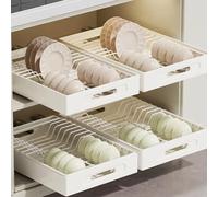 Solución de cocina organizada con organizador extensible de placa de acero inoxidable para la gestión diaria de platos (negro)