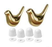 Solución de ocultación de pernos de suelo de inodoro con elegante diseño de pájaros de porcelana y componentes de tapa de plástico protectores (dorado)