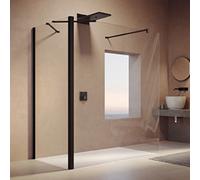 Solución HÜPPE SolvaPro Walk-In L, a medida, B1: 30-180cm, B2:120.1-180cm Altura:120-200cm, 7T2481123315, Cabinas de ducha: Color del perfil Black Edition Cristal ESG Sand Plus