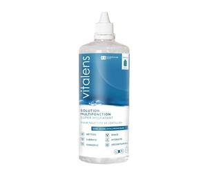 Solución multifunción para lentes de contacto ● Formato eco 400ml ● Descontamina, limpia, enjuague, desproteiniza e hidrata ● Producto para lentes formulado con ácido hialurónico ● Vitalens