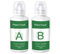 Solución Nutritiva Hidropónica AB - Fertilizante Líquido Cultivo Sin Suelo, Kit Nutriente Plantas | 100ml X2 Fórmula Completa B Soporte Crecimiento Rápido Ideal Verduras Flores Hierbas Jardín Interi