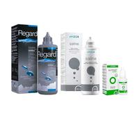 Solución Única Regard 355ml + Saline 350ml + Lacri-fresh Comfort 15ml para Limpieza, Enjuague e Hidratación | Avizor Pack Cuidado Lentillas