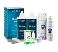 Solución Única Sensitive 2x350ml + Baño Ocular Eyewash 250ml + Lágrimas Artificiales Comfort 15ml para Lentillas y Ojos Secos