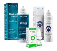 Solución Única Sensitive 350ml + Baño Ocular Eyewash 250ml + Lágrimas Artificiales Comfort 15ml para Lentillas y Ojos Secos