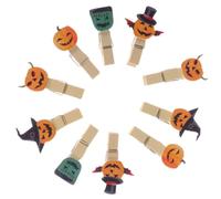 SOLUSTRE 10 Pinzas de Madera Multiusos y Resistentes Forma de Cabeza de Calabaza para Decoración de Halloween Ideales para Exhibición de Fotos en Fiestas