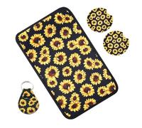 SOLUSTRE 12piezas Funda De Asiento Estampado De Girasoles Para Coche Juego De Fundas Para Volante y Reposabrazos Protector Interior Para Asientos De Coche