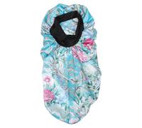 SOLUSTRE 1pieza Gorro Satinado para Dormir con Banda Elástica Ancha Protección para Cabello Trenzas y Rizado Cuidado Nocturno para Mujeres Color Azul con Estampado Floral