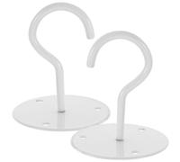 SOLUSTRE 2 Ganchos de Hierro Blancos para Colgar Cestas y Luces, Diseño Resistente para Organización y Aprovechamiento de Espacio en Taller y Cerca