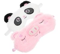 SOLUSTRE 2 Piezas Antifaz Peluche Para Dormir Cubierta Ojos a Prueba Luz Máscaras Animales Para Dormir Linda Cubierta Ojos Perder Peludo Banda Elástica