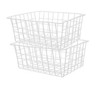 SOLUSTRE 2 piezas Cestas Organizadoras para Congelador Unidades Almacenamiento sin Metal Cesta de Alambre para Frutas y Verduras Cajas de Organización para Nevera y Despensa Color Blanco