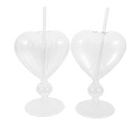 SOLUSTRE 2 Piezas Copas de Cristal Capacidad de 210ml y 180ml en Forma de Corazón Vidrio Liso Diseño Elegante y Cómodo para Cócteles y Fiestas para Eventos y Bares