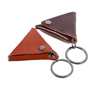 SOLUSTRE 2 Piezas Estuche de Cuero Resistente para Púas de Guitarra con Llavero Práctico Organizador Portátil para Almacenamiento Seguro de Plectros de Unidades Marrón Oscuro y Naranja