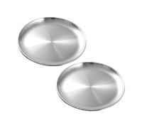 SOLUSTRE 2 piezas Platos Inoxidable para Servir Comida para Bbq para Uso Casa Platos Redondos de Diseño Práctico y Decorativo