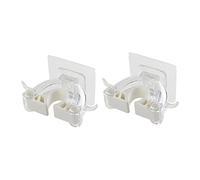 SOLUSTRE 2 Piezas Soporte para Trapeador de Pared Organizador Multifuncional sin Perforación para Mopa y Escoba Clips de Montaje para Cocina y Baño Blanco