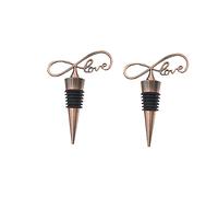 SOLUSTRE 2 piezas Tapón Metálico para Botella de Vino Diseño Regalo de Boda Elegante Color Bronce Love Sellado Hermético para Uso Bar y Hogar