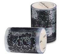 SOLUSTRE 2 Rollos de Cinta de Encaje Autoadhesiva de Pet Multifunción, Portátil para Manualidades y Journaling, Adhesivos Decorativos para Scrapbooking y Escritura