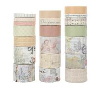 SOLUSTRE 20 Rollos de Cintas Decorativas de Papel para Manualidades Diseño Vintage, Adhesivas y Fáciles de Rasgar, Ideales para Decorar Diarios y Álbumes