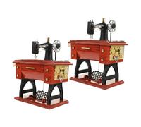 SOLUSTRE 2piezas Cajas Musicales Vintage para Máquina de Coser Retro Clásica Minimáquina de Coser Pedal Mesa de Escritorio Mecánica Juguete para Cumpleaños Casa Decoración Musical