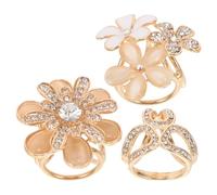 SOLUSTRE 3 Anillos para Bufandas de Aleación de Zinc Gemas de Imitación Dorados, Broches Elegantes y Resistentes para Chales y Ropa de Mujer