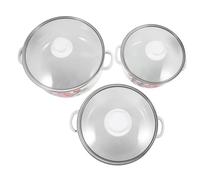 SOLUSTRE 3 piezas Olla Esmaltada Vintage con Tapa Doble Asa Aislante Cazuela Portátil para Estofados y Sopas Decoración Retro para Cocina