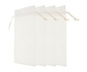 SOLUSTRE 4 Bolsas de Lino Tamaño 16x35.5 Cm para Botellas de Vino con Cordón, Diseño Fácil de Abrir y Transportar para Fiestas y Regalos