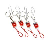 SOLUSTRE 4 Piezas Llaveros de Inoxidable Colgante Decorativo para Bolsos y Claves Diseño de Grupos Sanguíneos A B Ab O Accesorio para Fiesta o Uso Diario