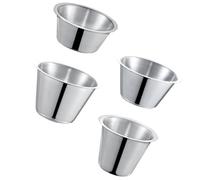 SOLUSTRE 4 Tazas de Salsa de Acero Inoxidable Redondas y Fáciles de Limpiar para Comida Occidental y Fiestas de Cumpleaños