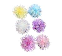 SOLUSTRE 6 Gomas Elásticas Cabello Pompones de Plástico y Poliéster, 6 Piezas, Coleteros Brillantes para Uso Diario y Fiestas, Sujetan la Coleta Firmemente