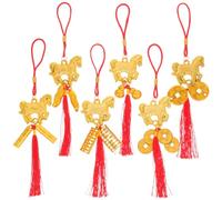 Solustre 6 Piezas Colgantes De Flecos Rojos añO Nuevo Chino Amuletos De Suerte Feng Shui Adornos para Prosperidad Y Riqueza DecoracióN Hogar Y Festival De Primavera