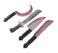 SOLUSTRE 8 Piezas Cuchillos Falsos Sangre Falsa de Plástico para Halloween, Accesorio de Cosplay Apariencia Vívida, Adecuado para Decoración y Fiestas de Terror