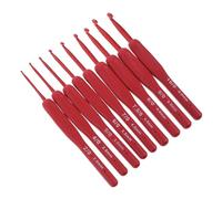 SOLUSTRE 9 piezas Ganchillos de Aluminio Ligero con Mango de Silicona Ergonómico de Agujas para Tejer Punto Accesorios DIY para Suéter y Manualidades para Tejedores Creativos