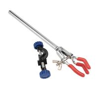 SOLUSTRE Abrazadera de Laboratorio de Tres Mandíbulas Pequeña, Pinza Química de Aluminio con Clip Cruzado, Soporte para Vasos y Matraces, Equipo de Experimentación para Uso Científico