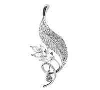 SOLUSTRE Alfiler de Gemas de Imitación en Forma de Ramo para Mujer, Accesorio de Aleación Plateada, 1 Pieza, Adecuado para Bodas, Fiestas y Ropa Elegante