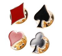 SOLUSTRE Alfileres de Aleación de Zinc para Mujer, Pin Decorativo de Naipes, Set de 4 Pines Diseños de Corazones, Tréboles, Picas y Diamantes, Accesorios Versátiles para Solapas y Prendas