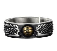 SOLUSTRE Anillo de Baloncesto Alas para Hombre, Joyería de Metal Ligera y Cómoda, Diseño Deportivo y Elegante para Fiestas y Eventos Obsequios