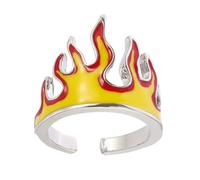 SOLUSTRE Anillo de Dedo Creativo Diseño Llama, Anillo de Moda Ajustable de Metal para Hombre Retención de Color Duradera Ocasiones